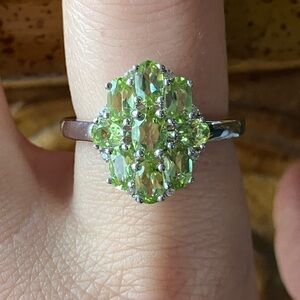 Natural Peridot Sterling Silver Ring Size 8.75